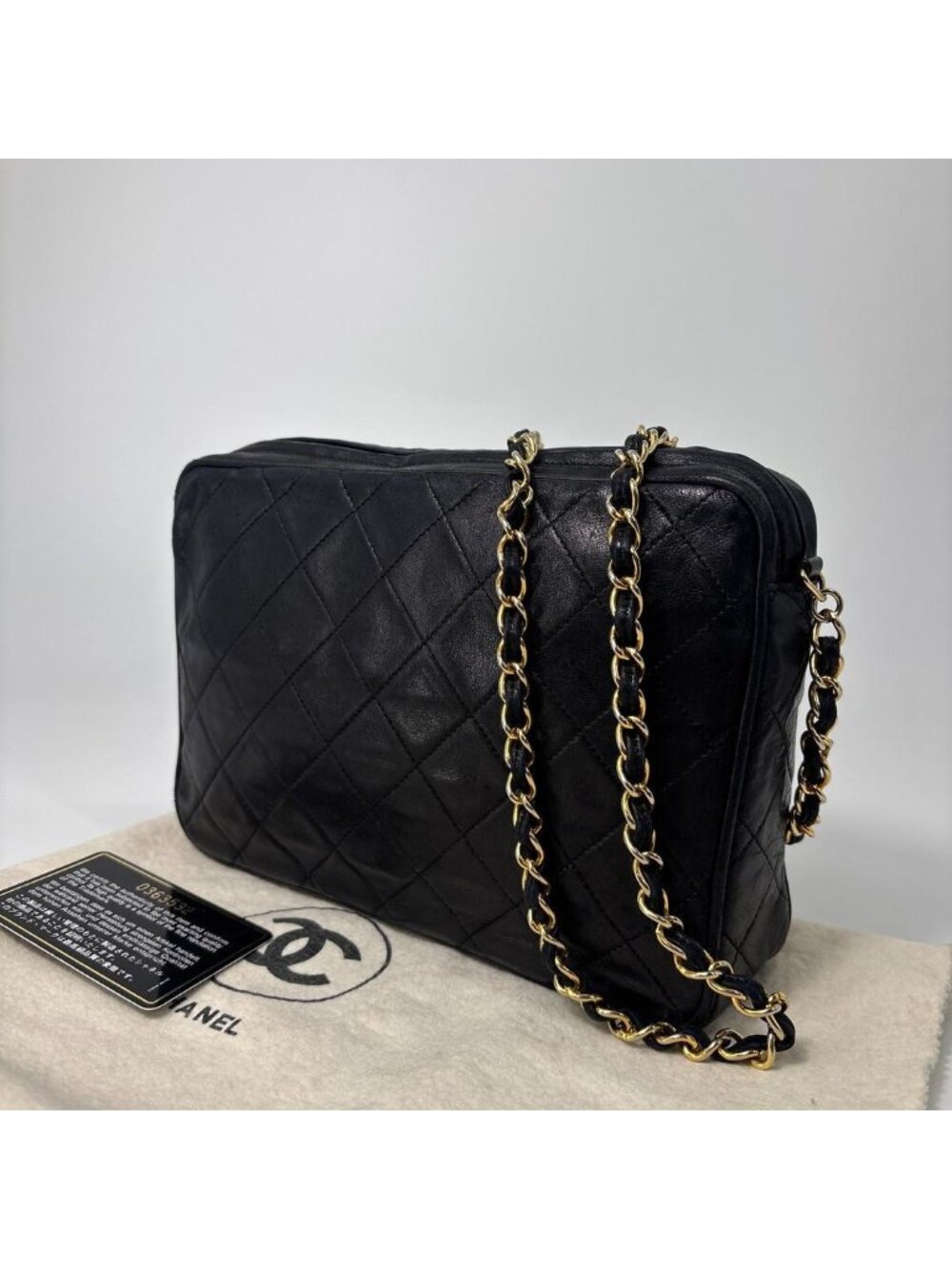 Chanel Quilted Lambskin Shoulder Bag Black Fringe - Picture 2 of 13